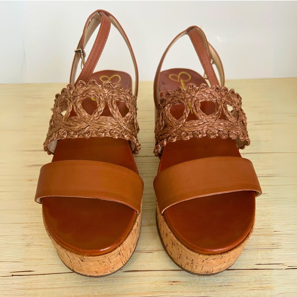 Jessica Simpson Callri Platform Wedge Sandals, 2.5" Heels, Size 7 Brown